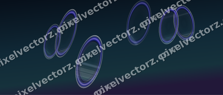Abstract glass arc in blue and cyan