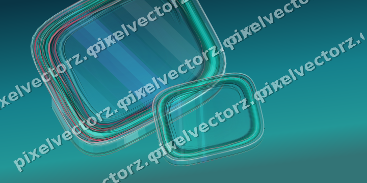 Abstract glass arc in cyan and teal