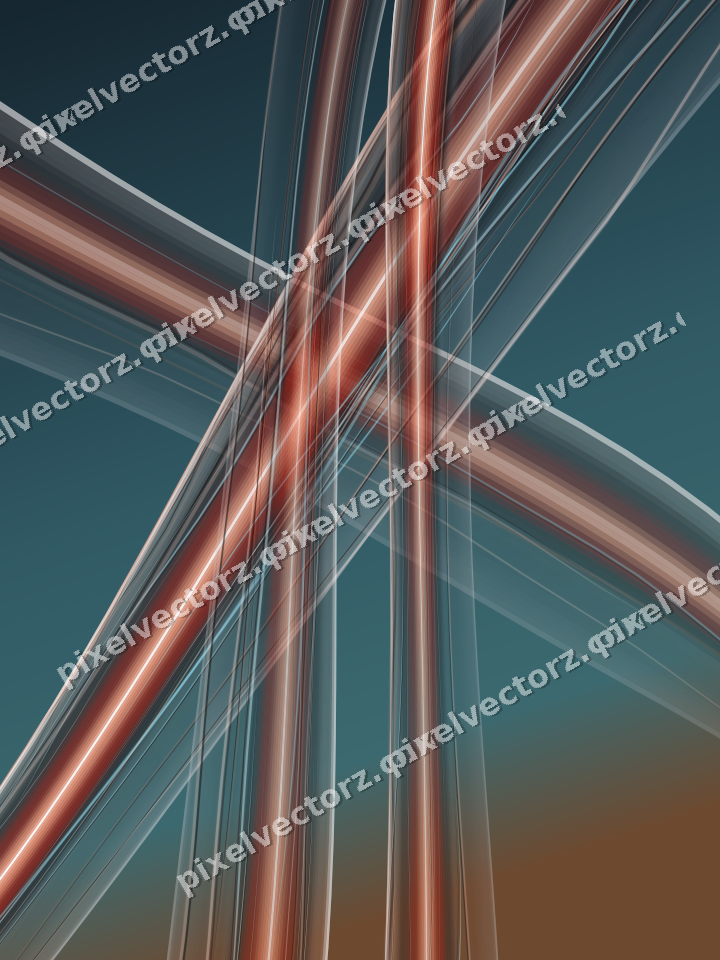 Abstract glass arc in orange and cyan
