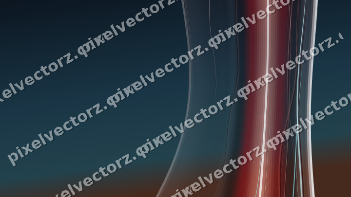 Abstract glass arc in red and dark green