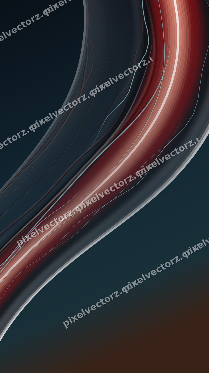 Abstract glass arc in dark green and red