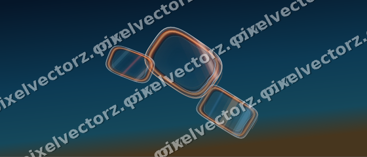 Abstract glass arc in blue and red