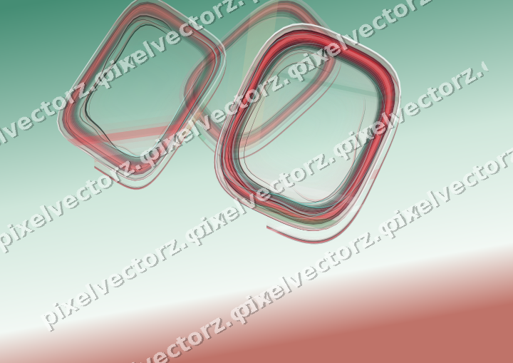 Abstract glass arc in dark green and red