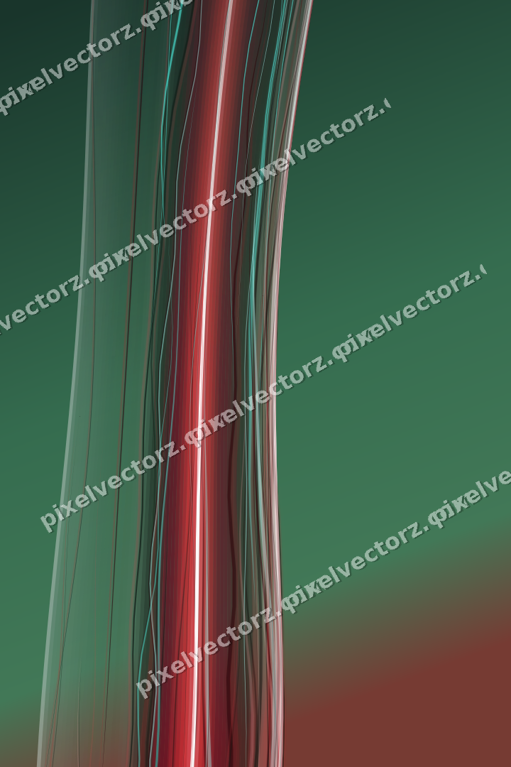 Abstract glass arc in dark green and red