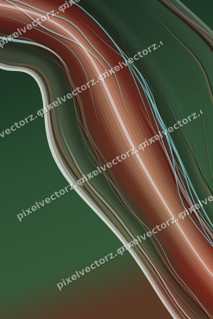 Abstract glass arc in dark green and red