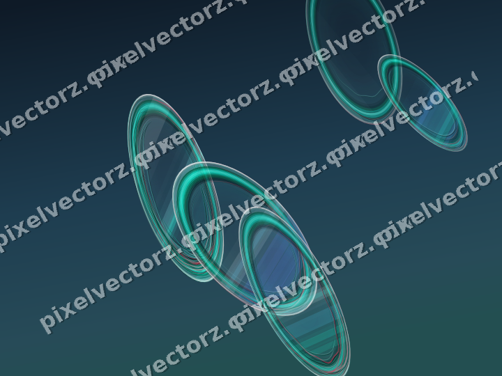 Abstract glass arc in cyan and teal