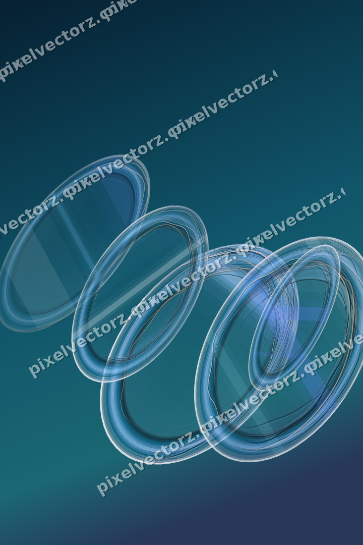 Abstract glass arc in cyan and blue