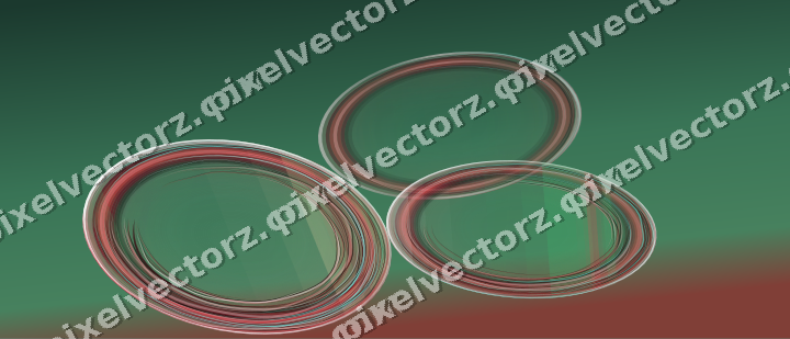 Abstract glass arc in dark green and red