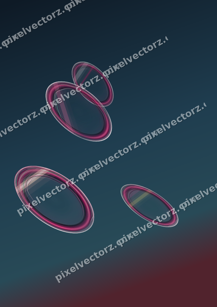 Abstract glass arc in dark pink and yellow