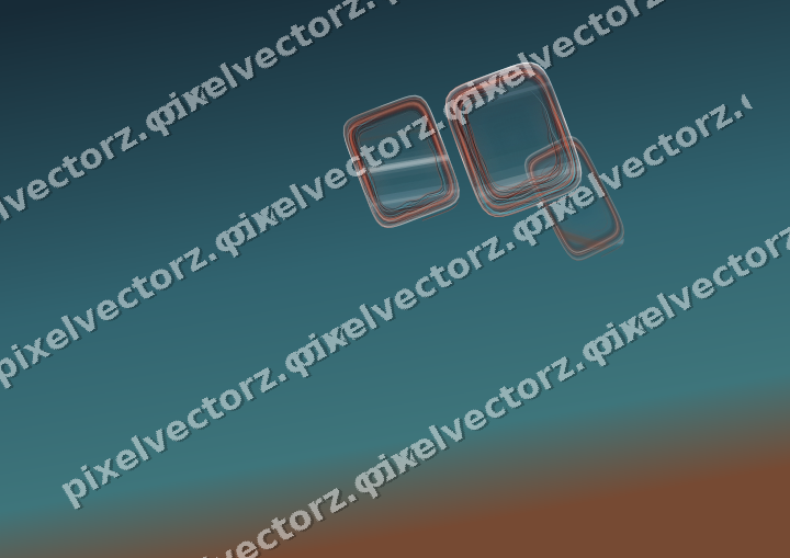 Abstract glass arc in cyan and red