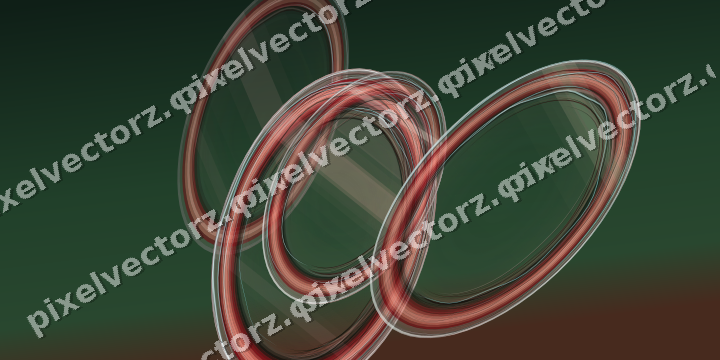 Abstract glass arc in red and dark green