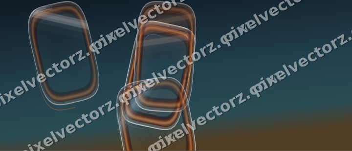 Abstract glass arc in blue and orange