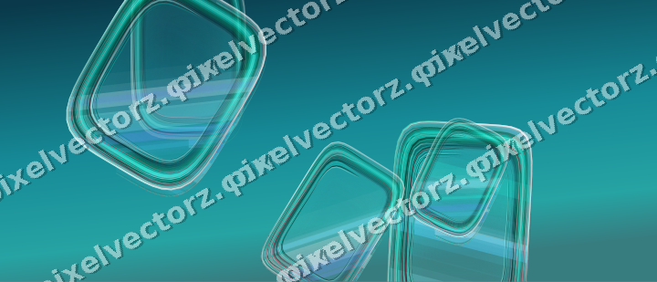 Abstract glass arc in cyan and teal
