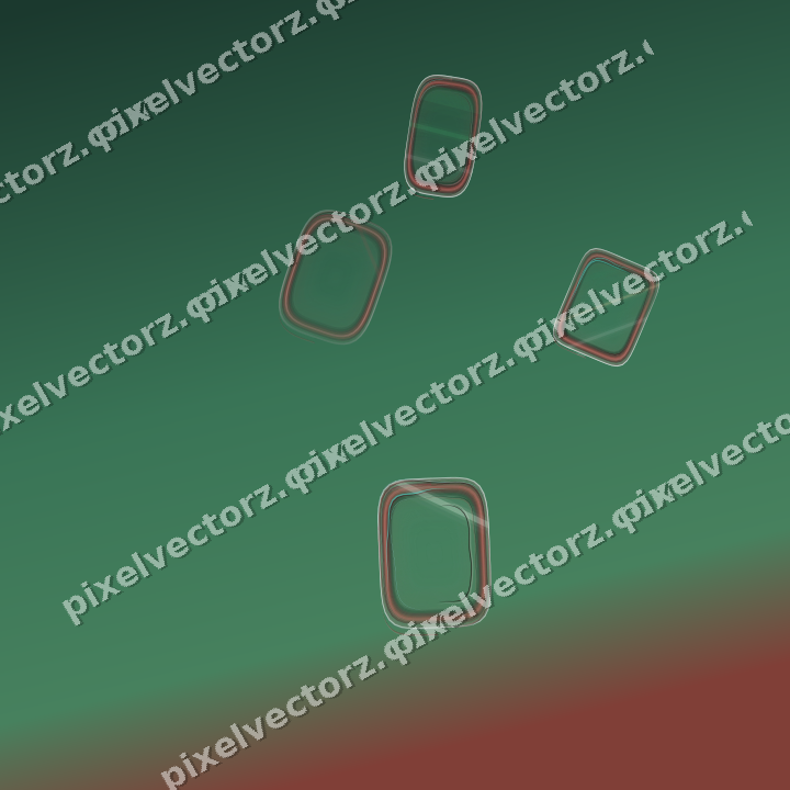 Abstract glass arc in dark green and red