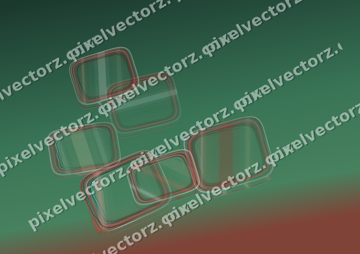 Abstract glass arc in dark red and dark green