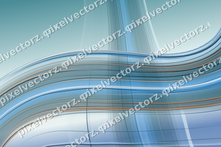 Abstract glass arc in teal and pale cyan