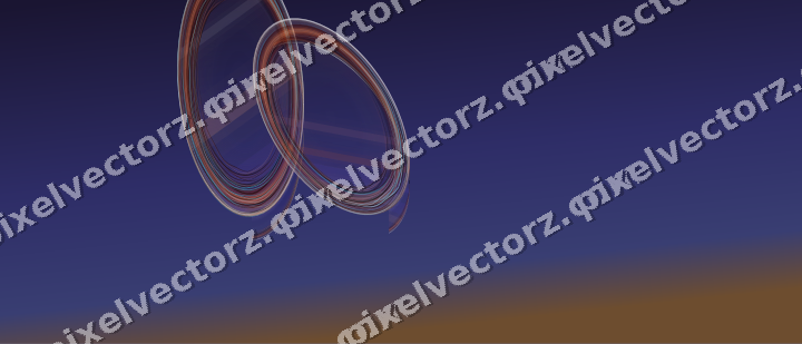 Abstract glass arc in orange and blue