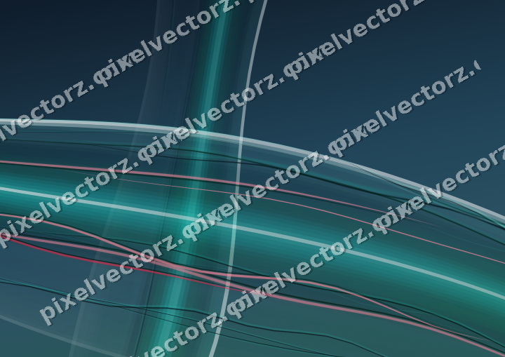Abstract glass arc in cyan and teal