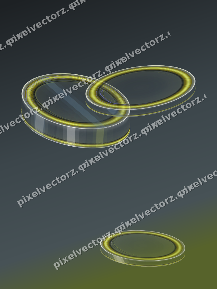 Abstract glass arc in yellow and grey