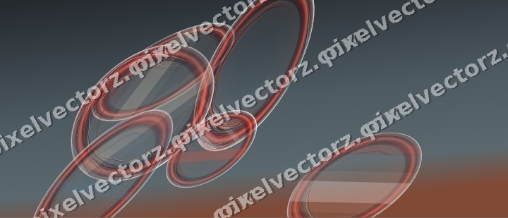 Abstract glass arc in red and pale amber