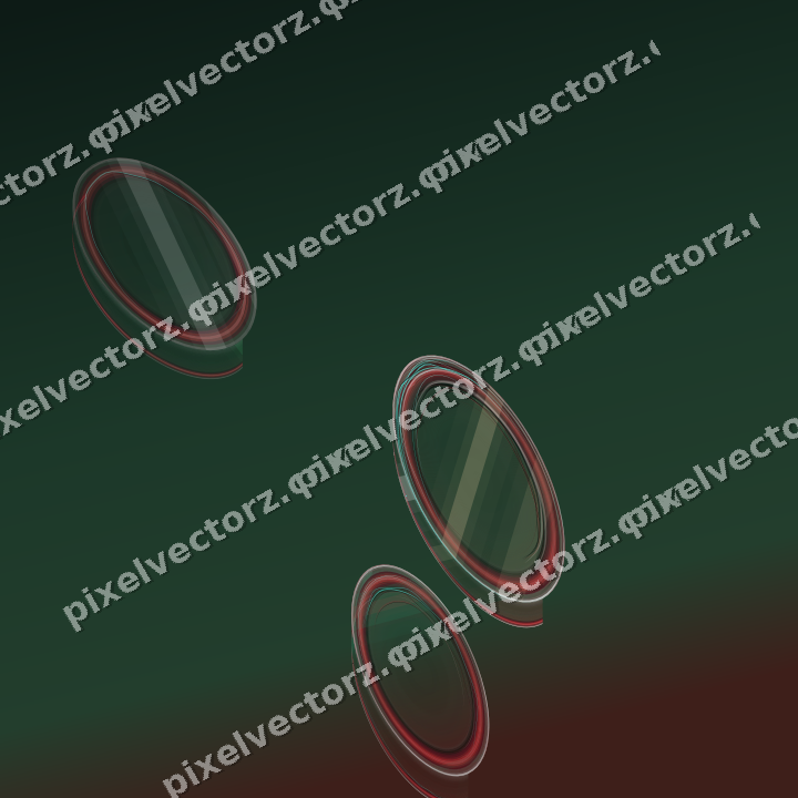Abstract glass arc in dark green and red