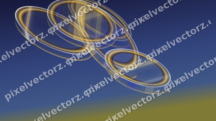 Abstract glass arc in dark blue and amber