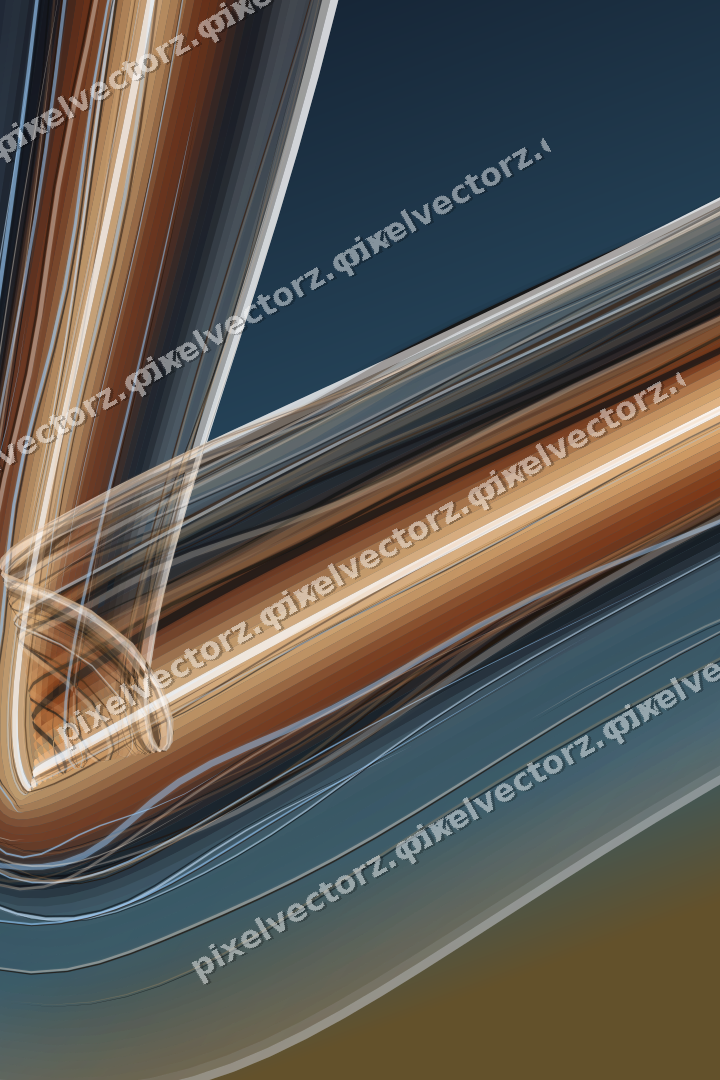 Abstract glass arc in dark blue and orange