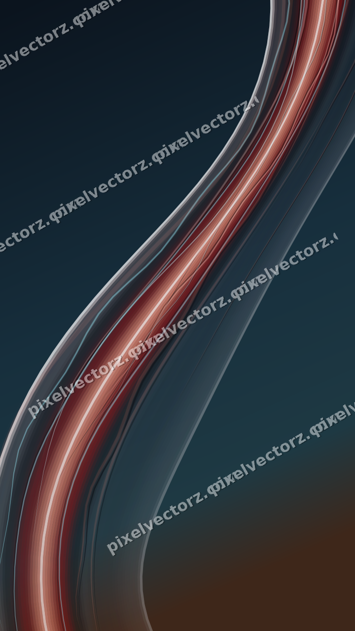 Abstract glass arc in dark green and red