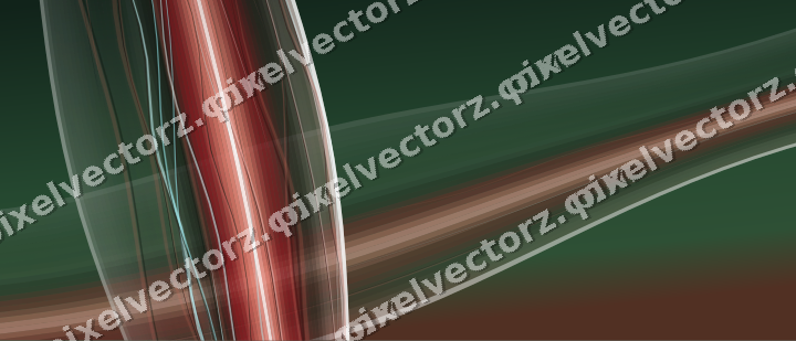 Abstract glass arc in red and dark green