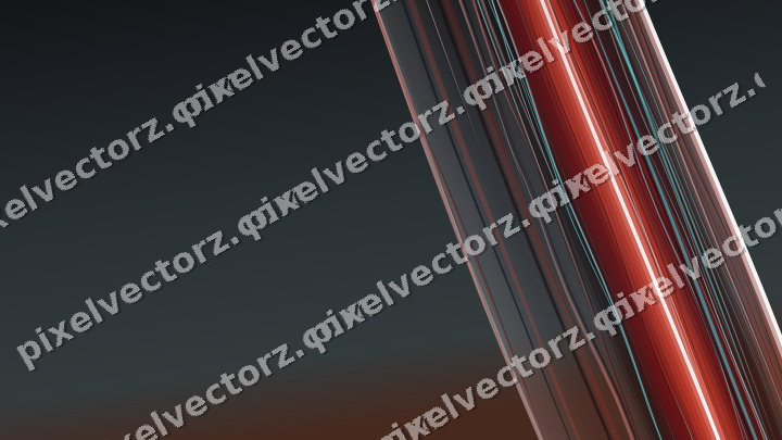 Abstract glass arc in red and pale amber