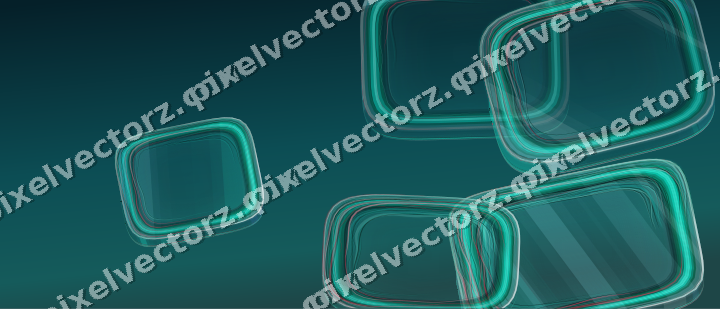 Abstract glass arc in cyan and teal