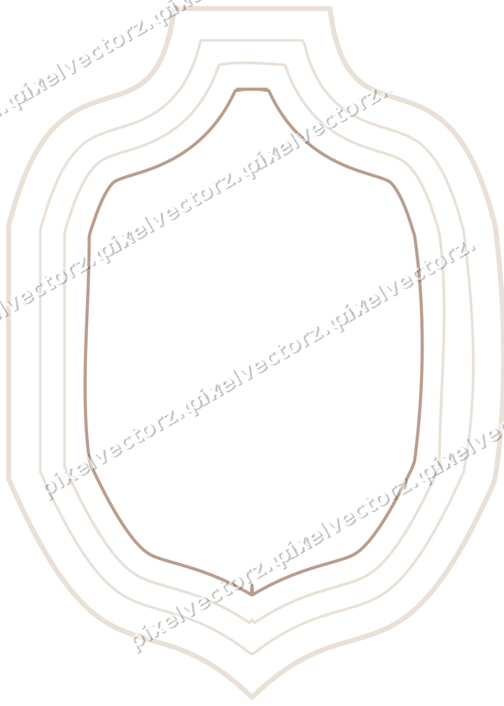 Decorative line art frame in amber and pale orange with label plaque