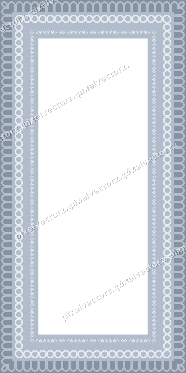 Decorative picture frame border in dark blue and white with ring chain