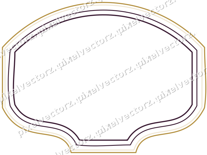 Decorative line art frame in dark magenta and amber with label plaque