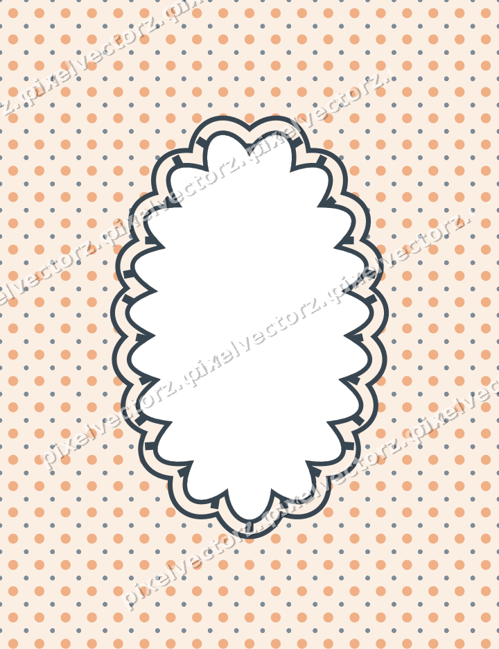 Decorative patterned mat frame in blue and orange with polka dots