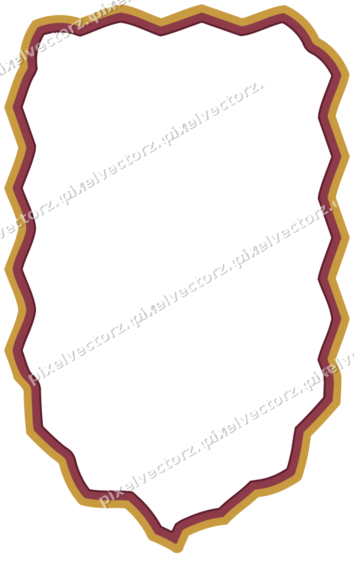 Decorative line art frame in dark pink and amber with label plaque
