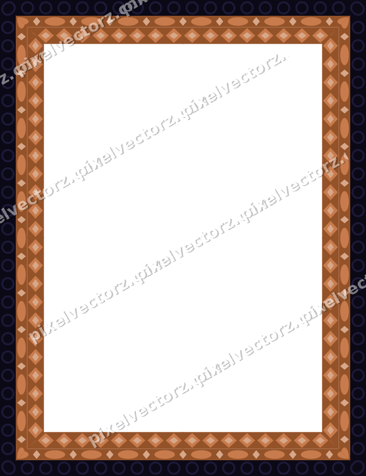 Decorative picture frame border in orange and blue with ring chain