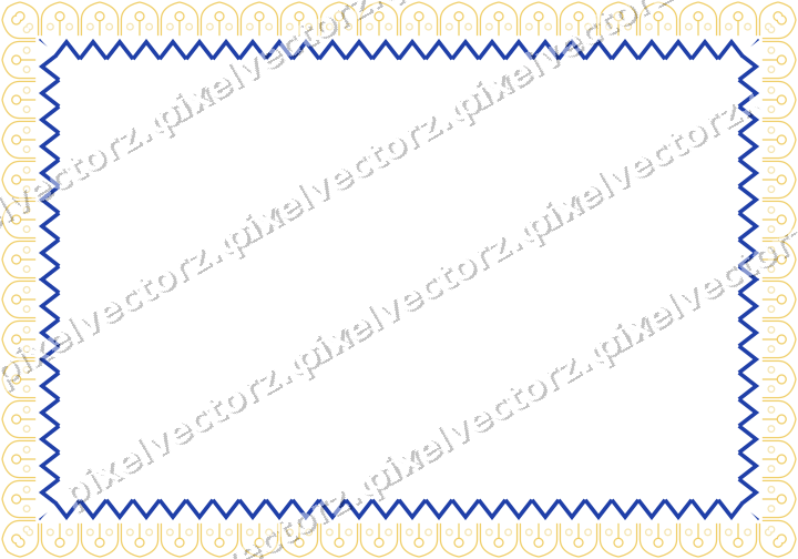 Decorative picture frame border in amber and blue with zigzag