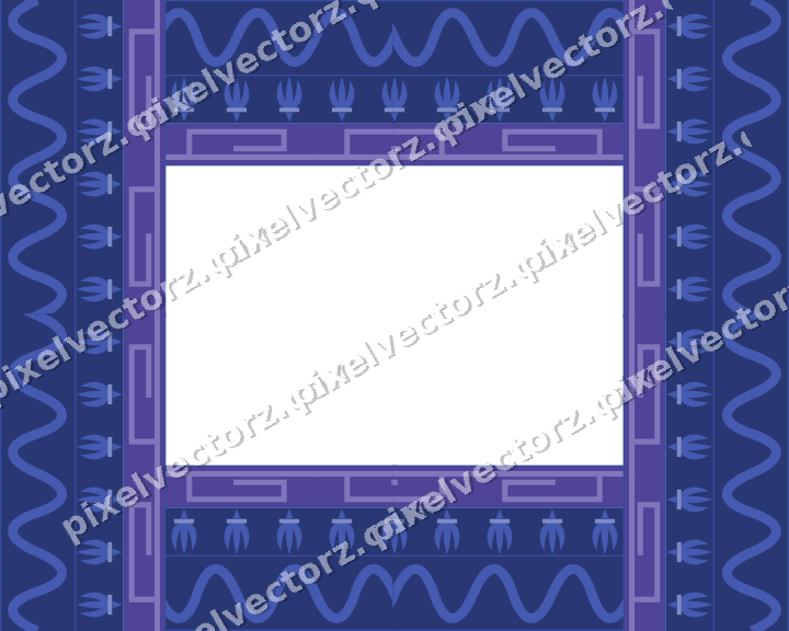 Decorative picture frame border in blue with fleur de lis band