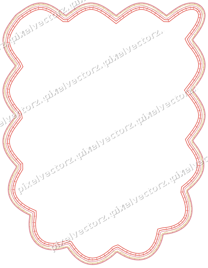 Decorative line art frame in red and orange with shield