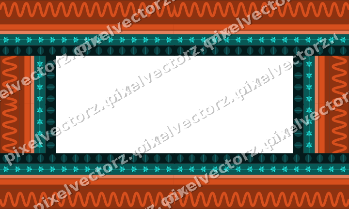 Decorative picture frame border in orange and teal with wave band