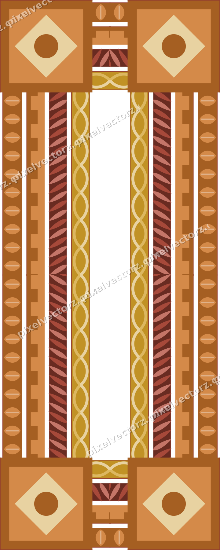 Decorative picture frame border in orange and amber with leaf moulding