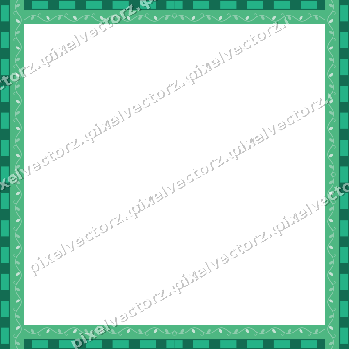 Decorative picture frame border in green and teal with dentil