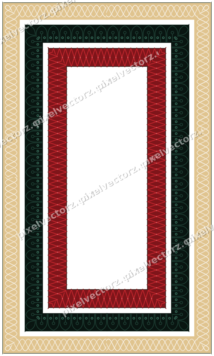 Decorative picture frame border in dark green with guilloche band