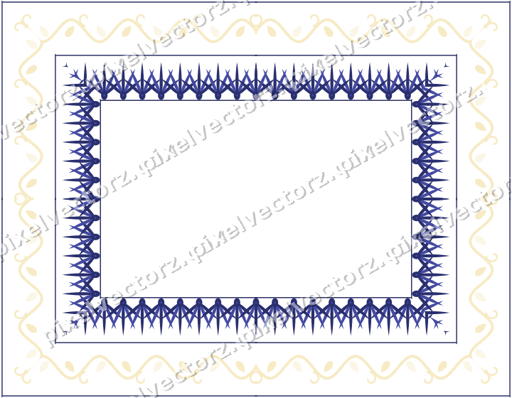 Decorative picture frame border in dark blue and amber with ivy scroll