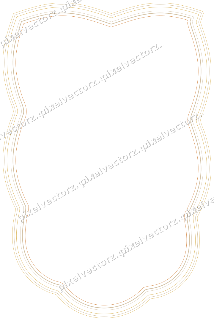 Decorative line art frame in orange and amber with shield