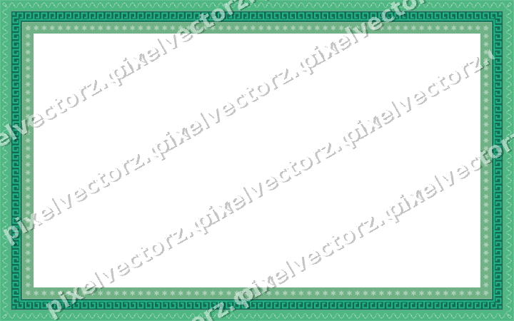 Decorative picture frame border in green and teal with scrolling vine