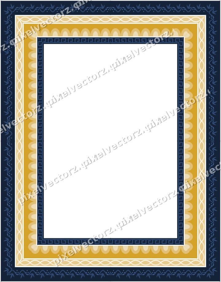 Decorative picture frame border in dark blue and amber with grape vine