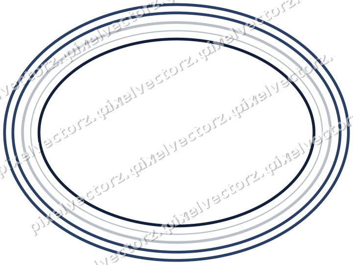 Decorative line art frame in dark blue and white with oval