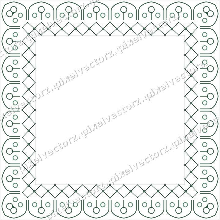 Decorative picture frame border in dark green with gothic tracery
